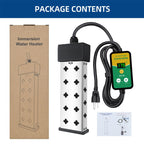 Immersion Water Heater 1800W 120V with Digital Thermostat Control, Dry Burn Protection Alarm, Real-Time Temperature Display, 14AWG Heavy-Duty Cord, Industrial Heating Tube for Buckets & Bathtubs