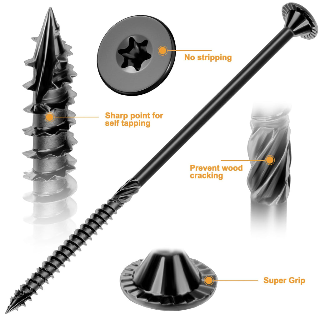 VIGRUE Deck Screws, Wood Screws - Star Drive Decking Screws for Timber, Log, Landscaping Wood, Rust-Resistant, Easy to Install, DIY Projector & Wood Working (50PCS #14X6)