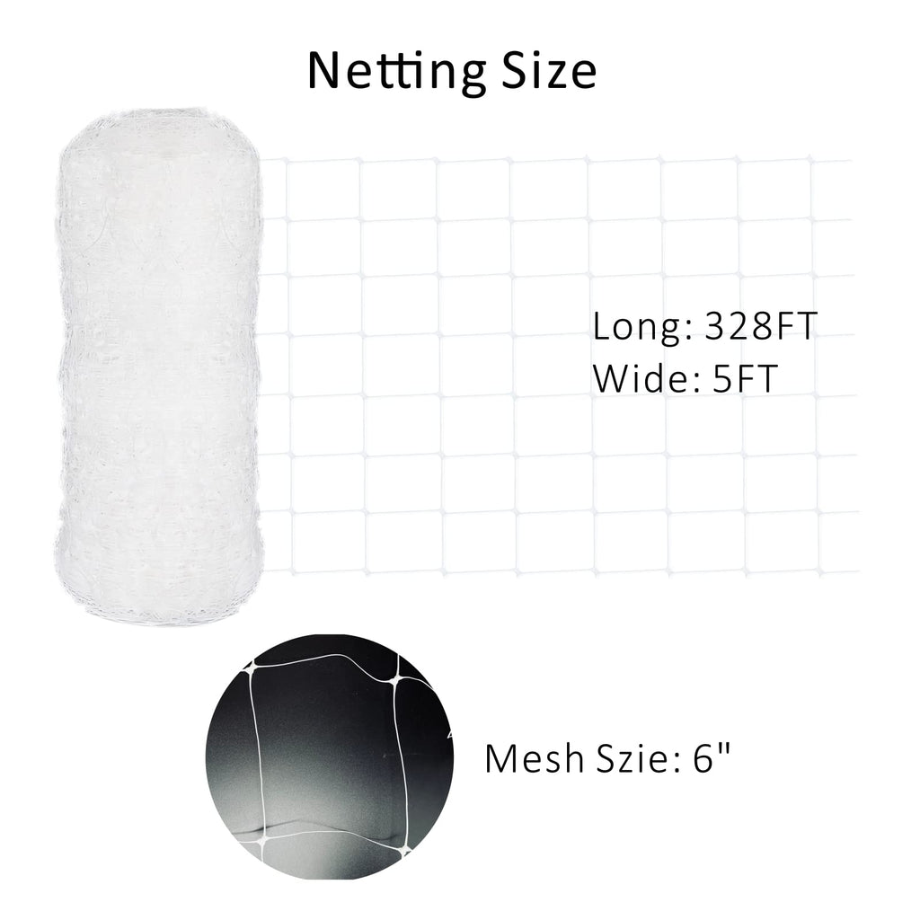 Toolazy Trellis Netting 59" x328' White - Heavy Duty 6" Mesh Plant Support Net for Climbing Vegetables, Garden Trellis Roll for Tomato Cucumber Pea Bean Vine Grow Tent Scrog Hydroponic