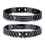 VNOX Easter Basket Stuffers Christian Cross Bracelet For Men | Personalized Bible Verse Scripture Bracelets Mens Inspirational Bracelets Cross Chain Bracelet, Religious Christian Gifts For Men,Joshua 1:9