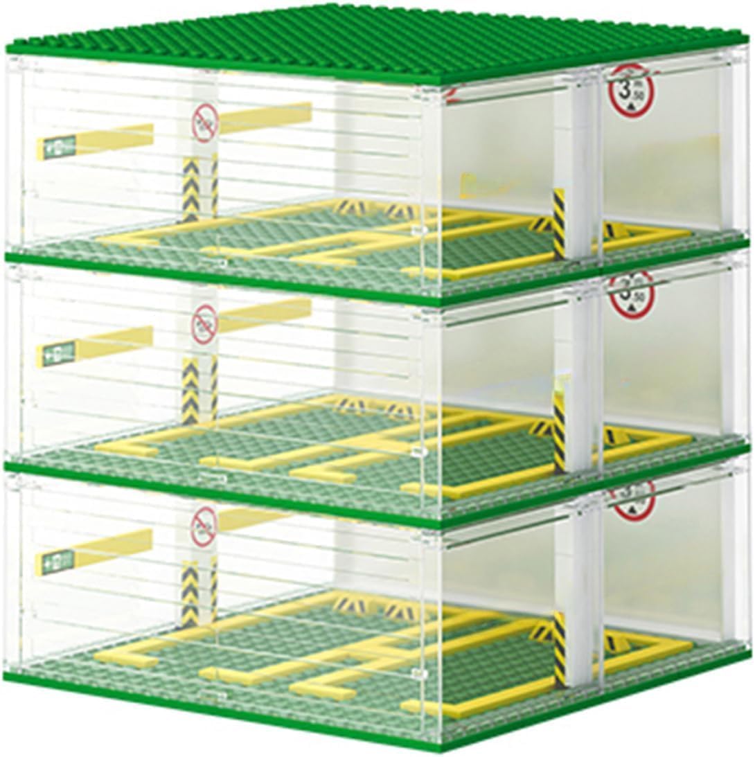 Parking Garage for Speed Champions Race Car, DIY 3-Layer Parking Display Case Building Blocks Set (Not Include Race Car Model)