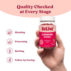 BeLive Elderberry Gummies with Vitamin C, D3 and Zinc - Multivitamin Supplement for Immune Health Support for Kids & Adults - 50 Count - Raspberry Flavor