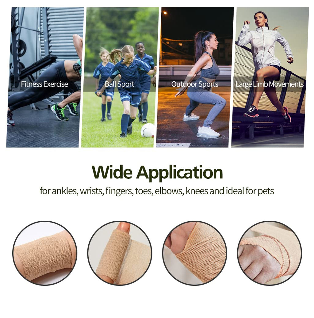 2" Self Adhesive Bandage Wraps, 24pcs Vet Wraps, Skin Color, 5 Yard Self Adherent Wraps for Sports, Wrist, Ankle and Swelling