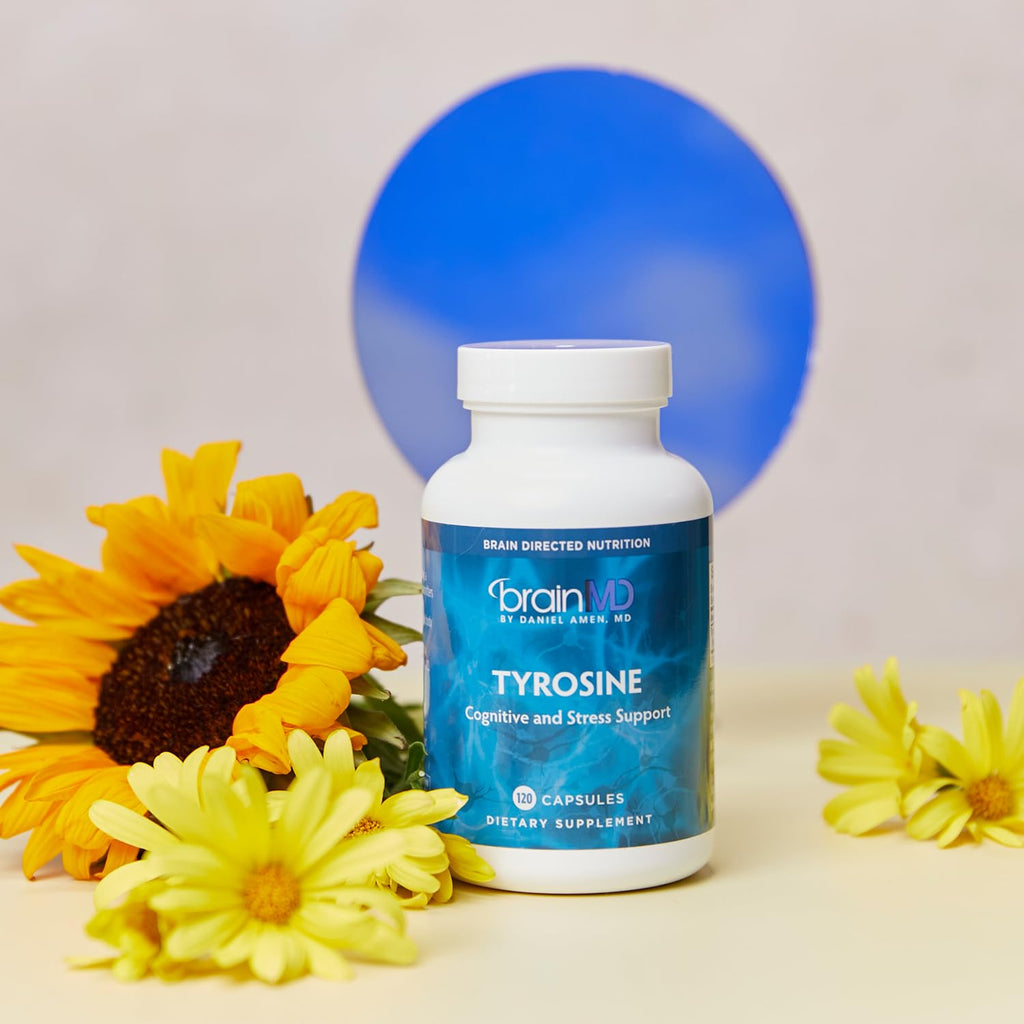 BRAINMD Dr Amen Tyrosine - 120 Capsules - Promotes Mental Focus, Clarity & Alertness - Gluten Free - 60 Servings
