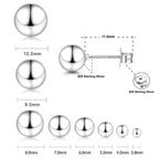 CUTEFEEL 18K White Gold Plated Sterling Silver Ball Stud Earrings(9mm)