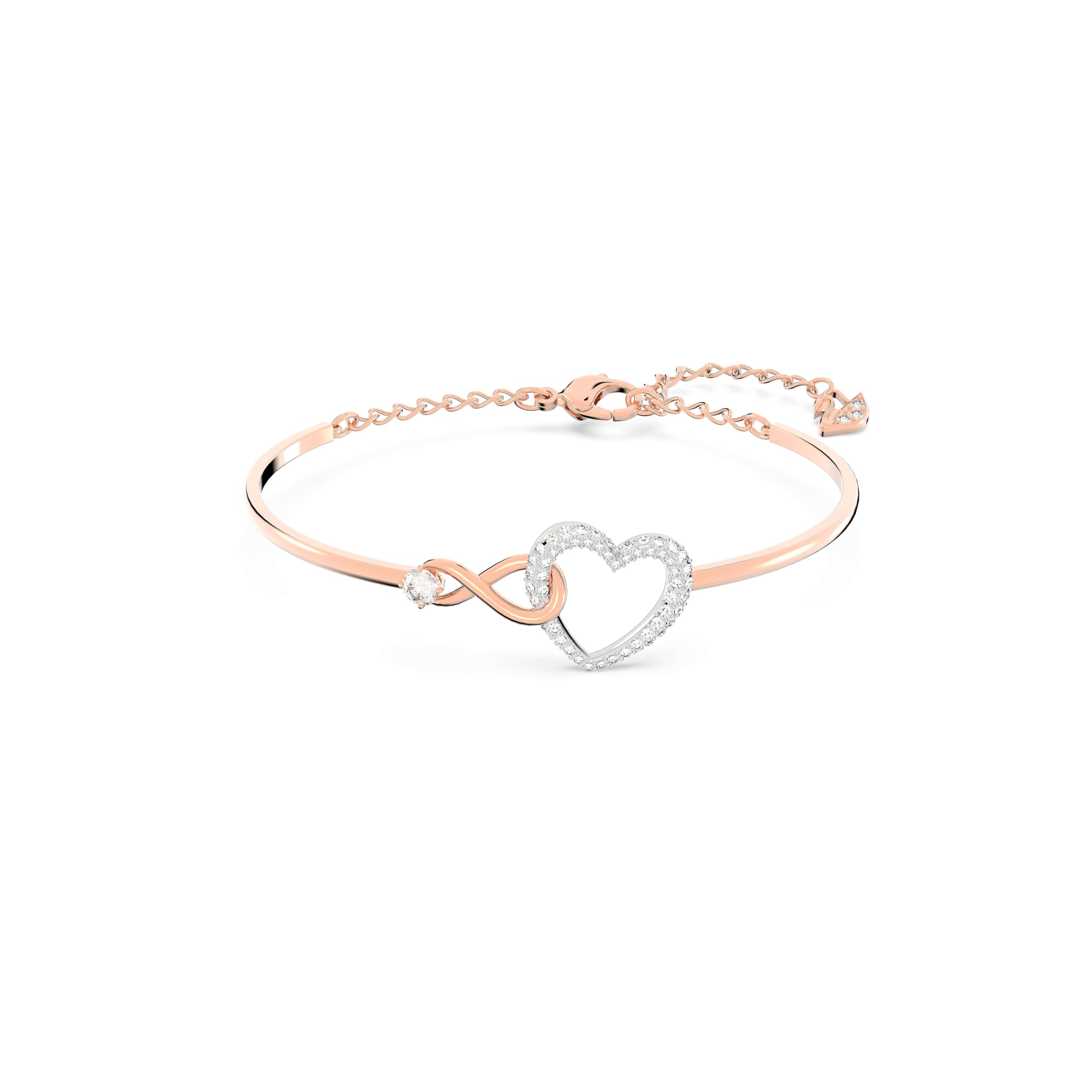 Swarovski Hyperbola Women's Bangle Bracelet with a Rose-Gold Tone Plated Bangle, Clear Crystals and Lobster Clasp