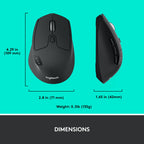Logitech M720 Triathalon Full Size Multi-Device Wireless Mouse - Black