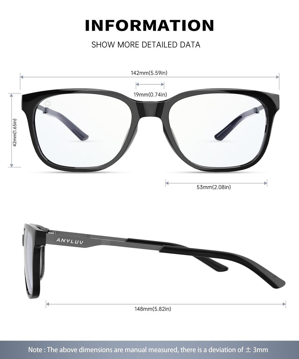 ANYLUV Blue Light Glasses for Men, Lightweight Computer Gaming Glasses, Stylish Anti Eyestrain Blue Light Blocking Men