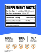 BulkSupplements.com Palmitoylethanolamide Powder - Pea Supplement, Palmitoylethanolamide for Immmune Support - Gluten Free, 600mg per Serving, 100g (3.5 oz) (Pack of 1)