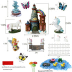 BangBangDa Unicorn Figurines Fairy Garden Accessories - Miniature Unicorn Gift Set Outdoor Garden Decoration – Fairy Figurines Castle Fountain Girl Birthday Gifts (Set of 23)