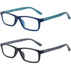 RaoOG Reading Glasses for Men/Women with Spring hinges 1.75 Rectangulart Computer Readers with Blue Light Protection and Case