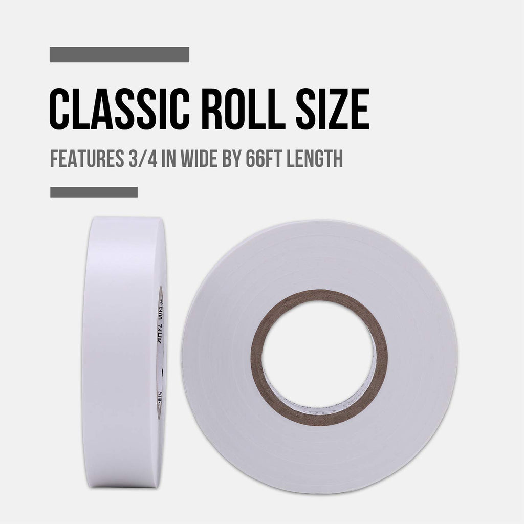 Lichamp 10-Pack White Electrical Tape Waterproof, 3/4 in x 66ft, Industrial Grade UL/CSA Listed High Temp Electrical Tape Electric Super Vinyl