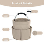 abcmilz 17L Cleaning Caddy with Handle, Cleaning Supplies Organizer, Foldable Storage Basket, Cleaning Supply Caddy, Portable Multi Cleaning Bucket Bag for Home, Garden (Khaki)