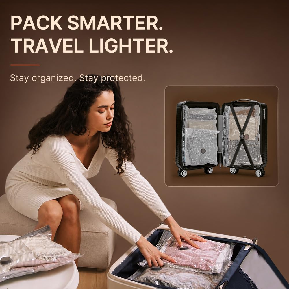 Vacbird Travel Vacuum Bags with Rechargeable Pump, Carry-On Space Saver