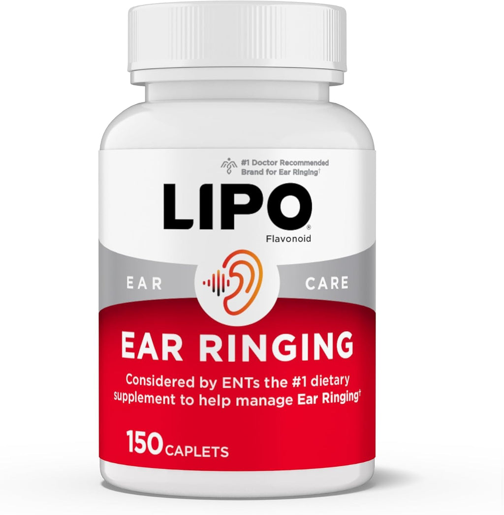 Lipo-Flavonoid Ear Ringing, Doctor-Recommended for Ringing Ears, Clinically Proven Lemon Bioflavonoid Complex with Vitamins C, B1, B2, B6, B12, & Calcium, 150 Caplets