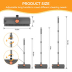 SetSail Floor Scrub Brush, 3 in 1 Floor Scrub Brush with 54-in Adjustable Long Handle and Scraper Heavy Duty Stiff Bristle Floor Scrubber for Cleaning Shower Bathroom Kitchen Patio Garage, Grey&Orange