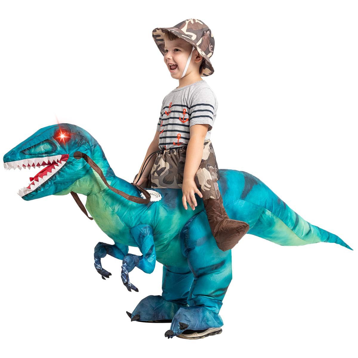 GOOSH Inflatable Dinosaur Costume for Kids Riding T Rex Funny Blow Up Boys Girls Costume for Halloween Fancy Dress Party Cosplay