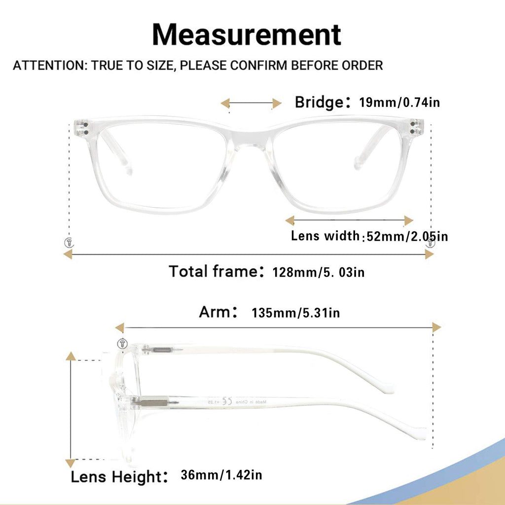 5 Pack Reading Glasses Men Women Spring Hinges Comfortable Glasses for Reading (5 Clear, 1.50)Medium