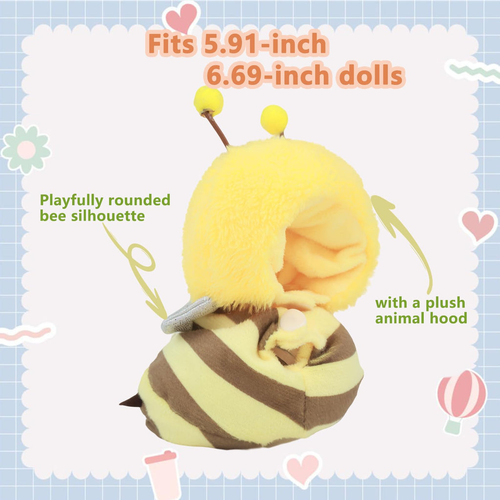 HiOKOU Clothes for labubu17cm Accessories Suit Cute Clothes for Doll Dress up Animal Style Outfits (NO Doll)(Bee)
