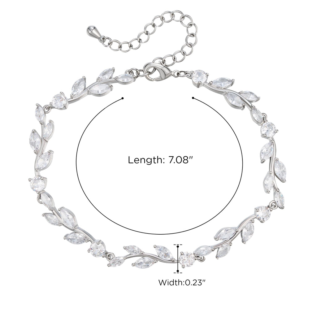 SWEETV Cubic Zirconia Wedding Bridal Bracelet for Brides,Bridesmaids, Silver Crystal Elegant Tennis Bracelet for Women Prom Jewelry Gifts (Style6-Silver)