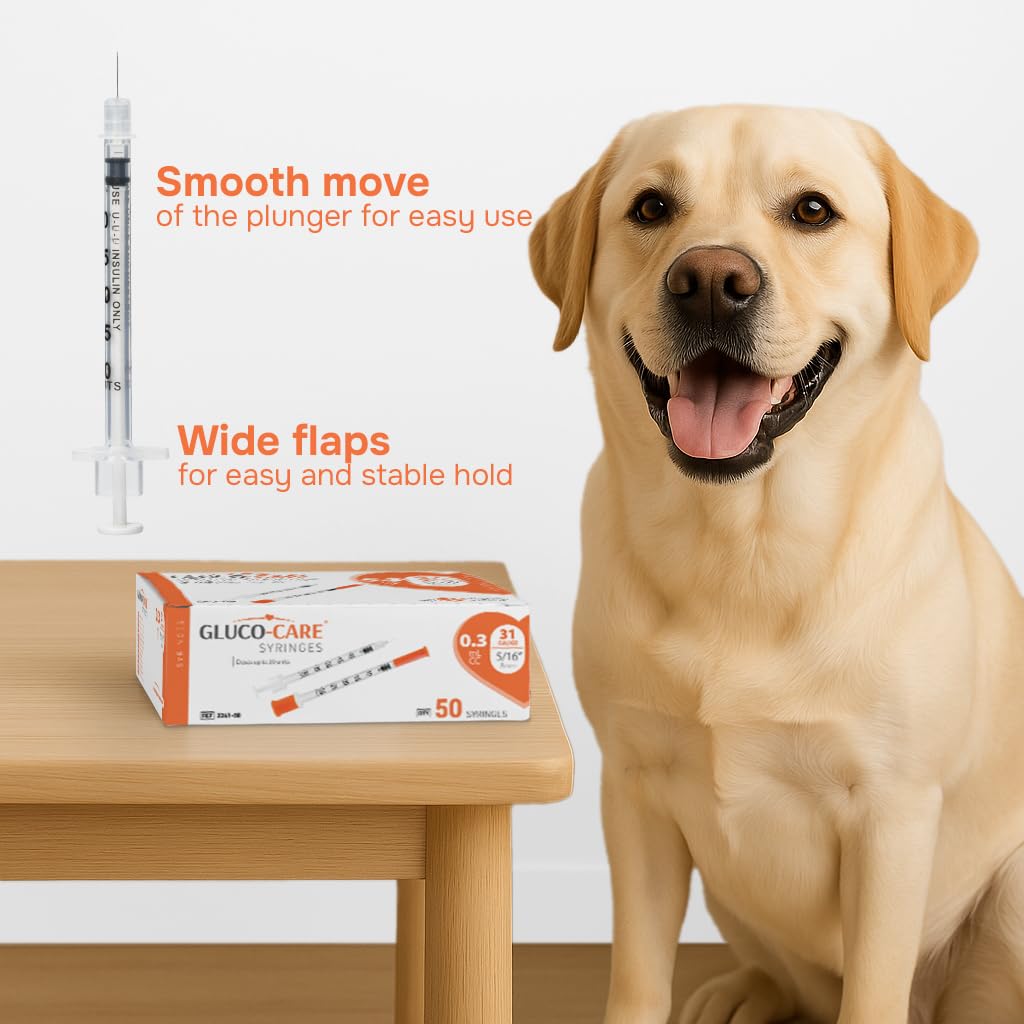 GLUCO-CARE 0.3 ml/cc Syringes 31G x 5/16" (8mm), Orange Cap, 50 pcs/bx
