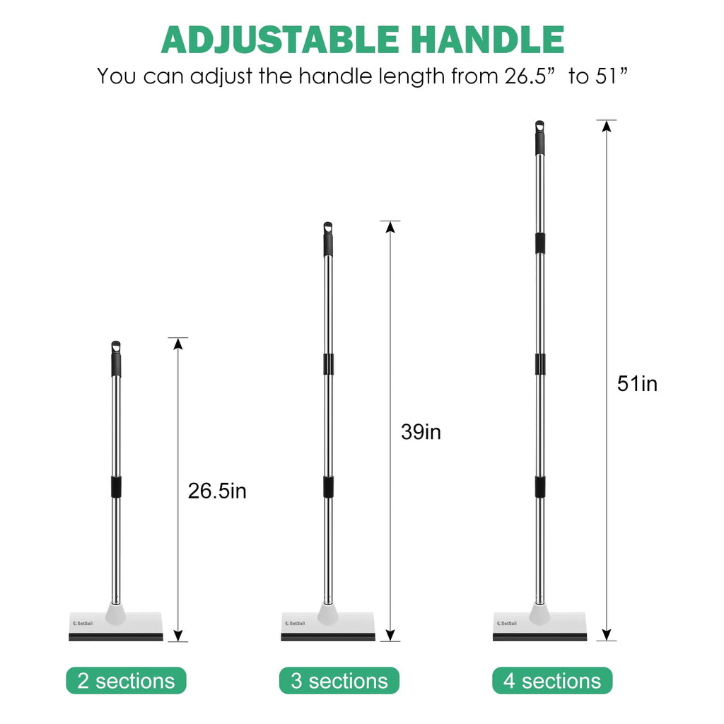 SetSail Floor Scrub Brush with 51-Inch Long Adjustable Handle 2 in 1 Scrape Brush Stiff Bristle Floor Scrubber for Cleaning Shower Bathroom Garage Kitchen Wall Deck Tub Tile, 2 Pack