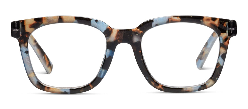 Peepers by PeeperSpecs Women's to The Max Square Light Blocking Reading Glasses, Blue Quartz, 49 + 2.5