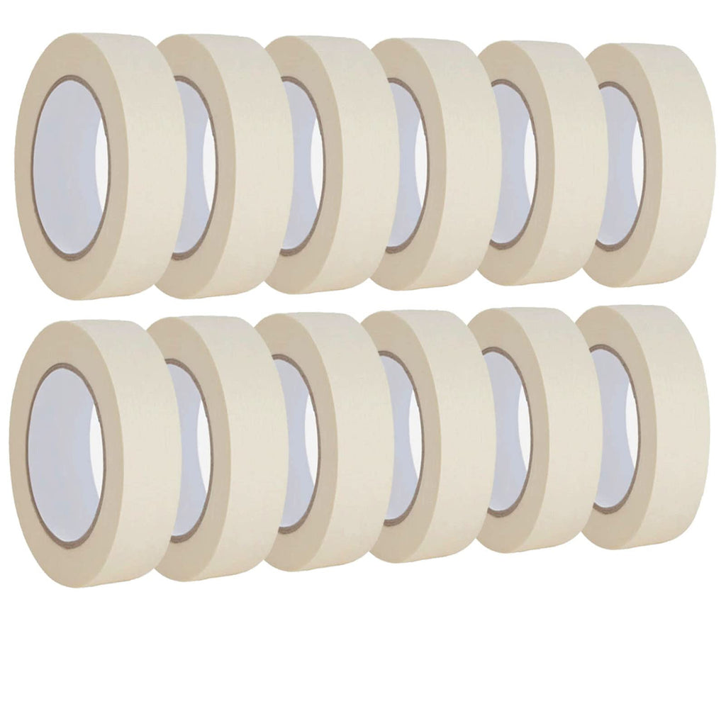 Lazybug studio Masking Tape 1 inch 12 Pack, Adhesive Painting Tape Bulk for General Purpose Use, 1 inch x 55 Yards x 12 Rolls, 660 Yards in Total