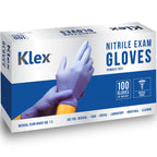 Klex Nitrile Exam Gloves - Medical Grade, Powder Free, Rubber Latex Free, Disposable Examination Grade Glove, Strong Food Safe, Lavender L Large, Box of 100