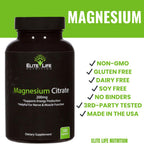 Magnesium Citrate 200mg - Pure, High-Potency, Bioavailable, and Natural Magnesium - Optimum for Stress Relief, Sleep, Relaxation, Constipation, and Brain Support Now - with 180 Capsules