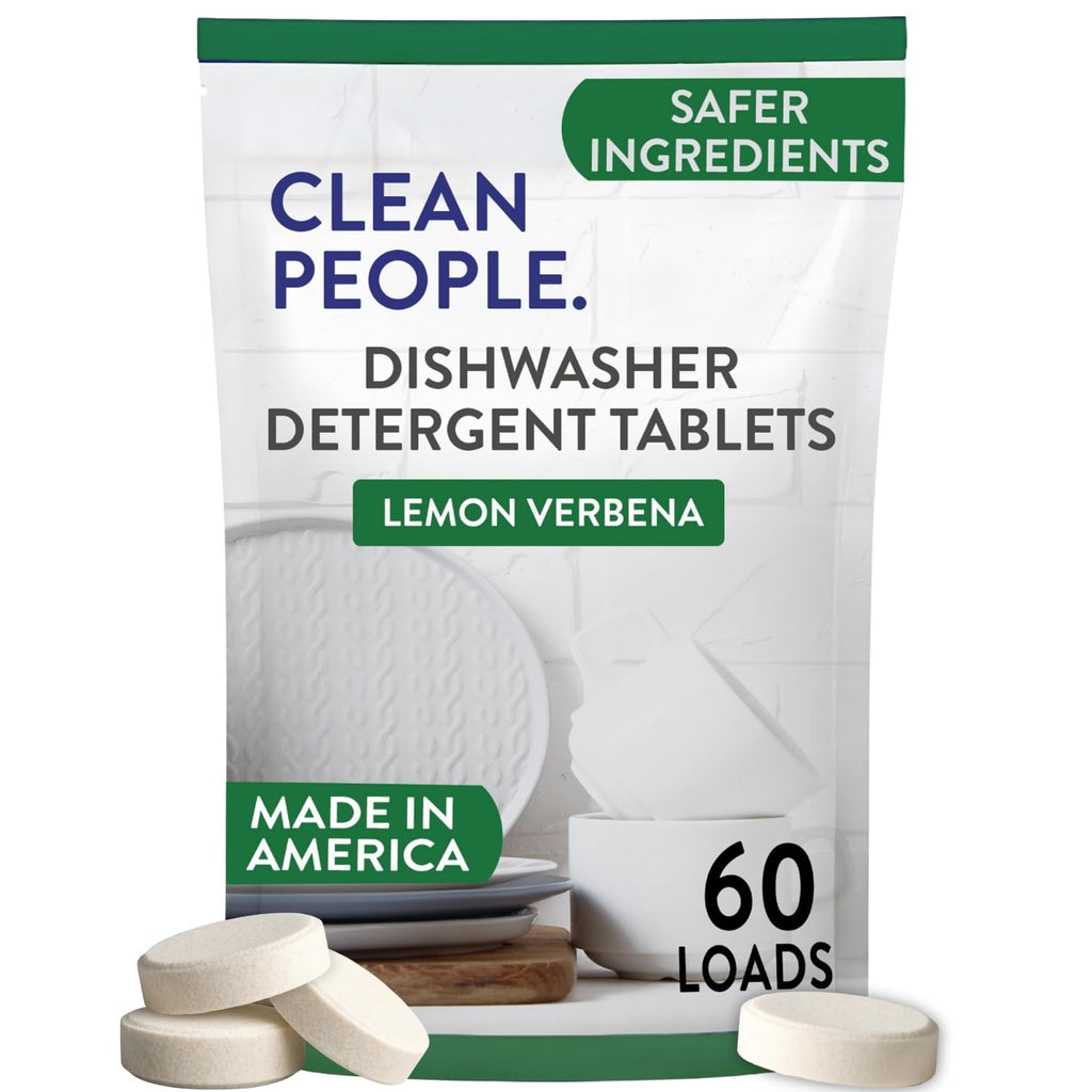 The Clean People Dishwasher Tablets - Cuts Grease & Rinses Sparkling Clean - Residue-Free - Phosphate Free Dishwashing Tablets (60 Count, Lemon Verbena)