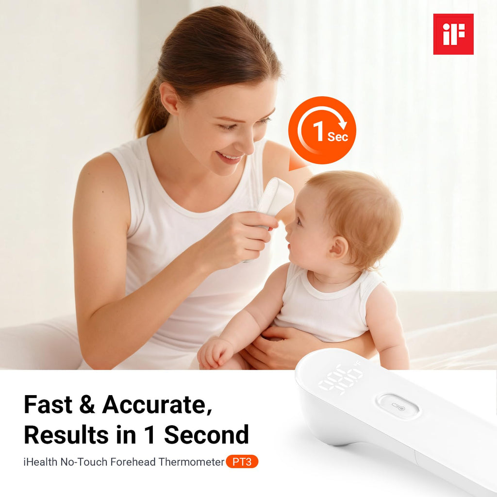 iHealth No-Touch Forehead Thermometer for Adults, Kids, Babies PT3