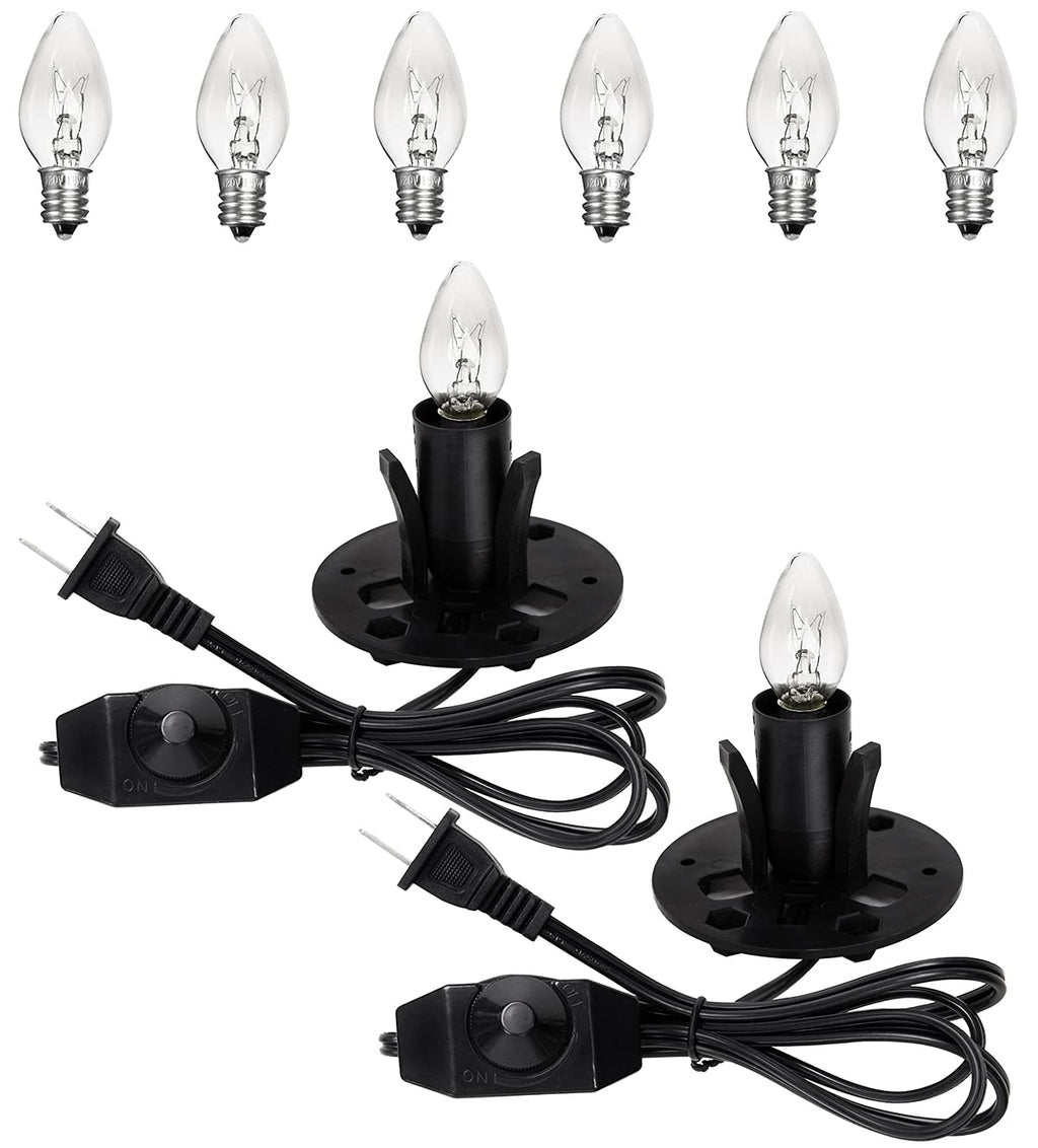 OHLGT Himalayan Salt Lamp Cord Replacement with Dimmer Switch(2-Pack) and E12 Halogen Salt Lamp Bulbs(6-Pack)