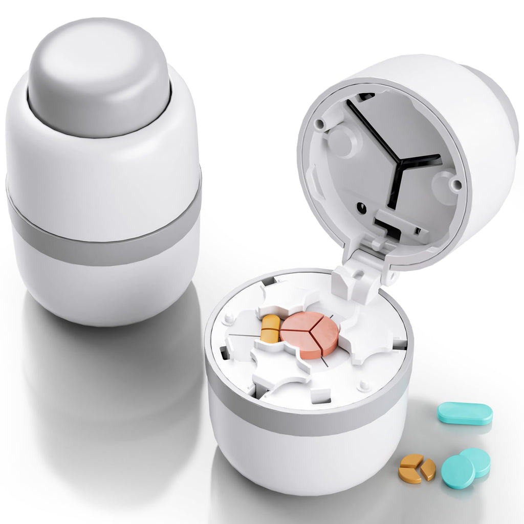 Pill Cutter - Pill Splitter for Small Pills with Stainless Steel Blade in one Third/Fourth, Suitable for Cuting Vitamins, Tablets (1-3 Grey New)