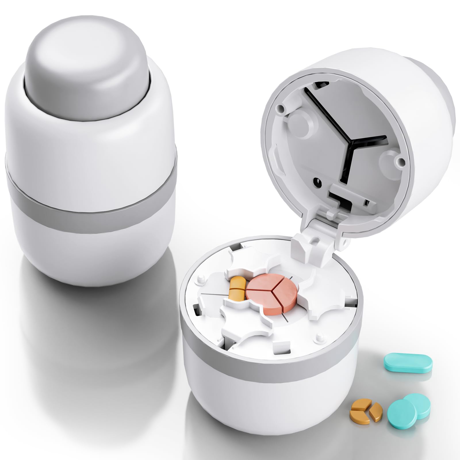 Pill Cutter - Pill Splitter for Small Pills with Stainless Steel Blade in one Third/Fourth, Suitable for Cuting Vitamins, Tablets (1-3 Grey New)