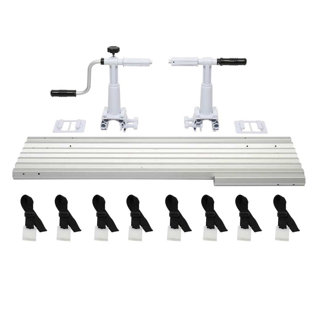 VINGLI 16 Feet Pool Cover Reel Set Attach Solar Cover for Above Ground Swimming Pool Without Deck, Suitable for Various Shape Pool, Including Bracket and Tube of Complete System