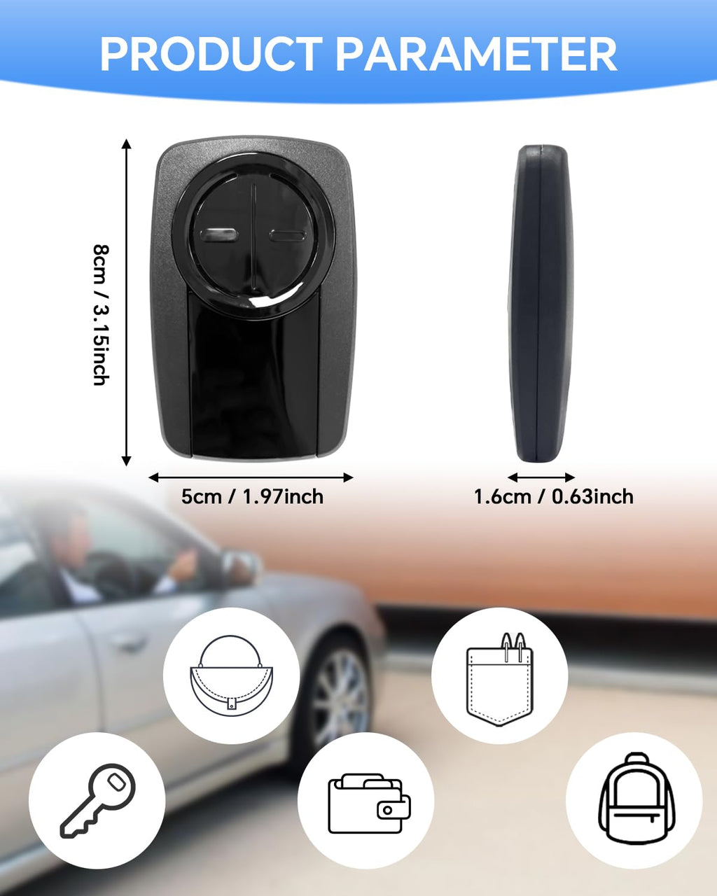 380UT Chamberlain klik5u-bk2 klik3u-bk Garage Door Opener Remote Clicker, 375UT Universal Garage Door Remote for Lift Master Craftsman Genie, Dip Switch (Black+Red)