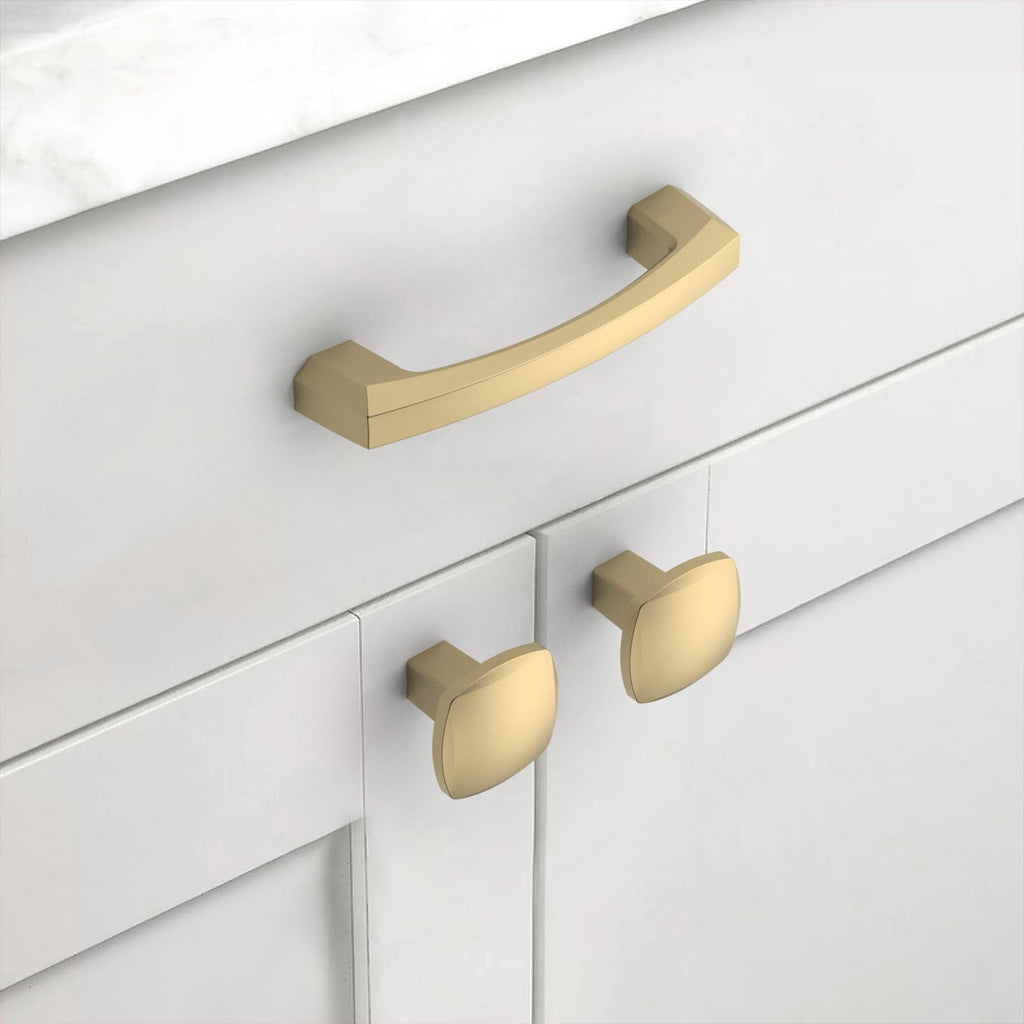 Asidrama 30 Pack Brushed Brass Kitchen Cabinet Knobs Square Dresser Knobs Drawer Knobs Cabinet Hardware Zinc Knobs for Dresser Drawers