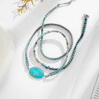 Plumiss Boho Natural Turquoise Stone Beaded Wrap Bracelets for Women Men
