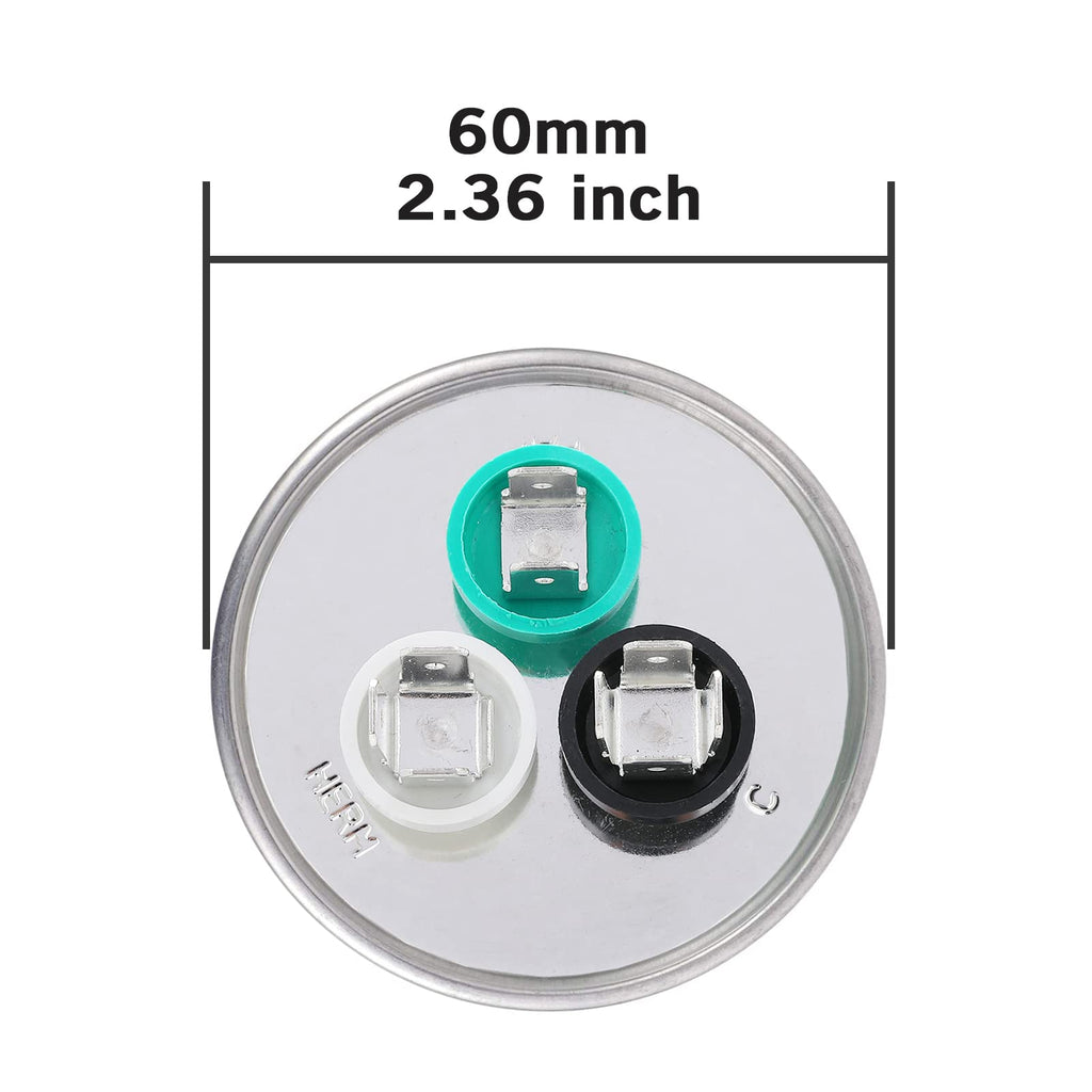 VEXUNGA 55/10 uF 55+10 MFD 370VAC or 440VAC Dual Run Start Round A/C Capacitor CBB65 CBB65B Air Conditioner Capacitors for AC Unit Fan Motor Start or Heat Pump or Condenser Straight Cool