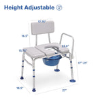 GreenChief Bedside Commode Chair 500 LBS, Padded Transfer Bench for Bathtub with Arms and Backrest, Heavy Duty Tub Shower Chair Adjustable Bath Seat for Inside Shower for Elderly Disabled