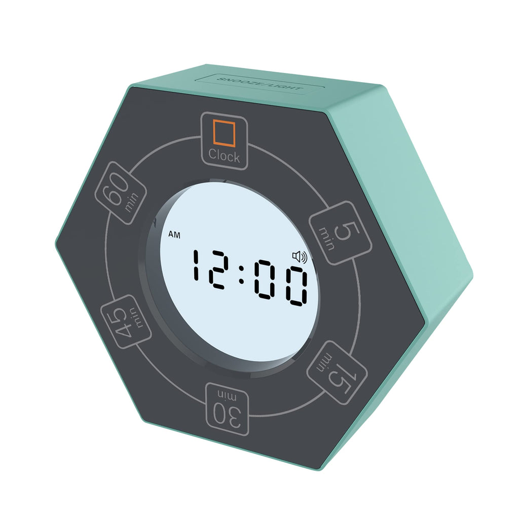 Home & Office Timer with Clock, 5,15, 30, 45, 60 Minute Preset Countdown Timer, Easy-to-Use Time Management Tool (Cyan)