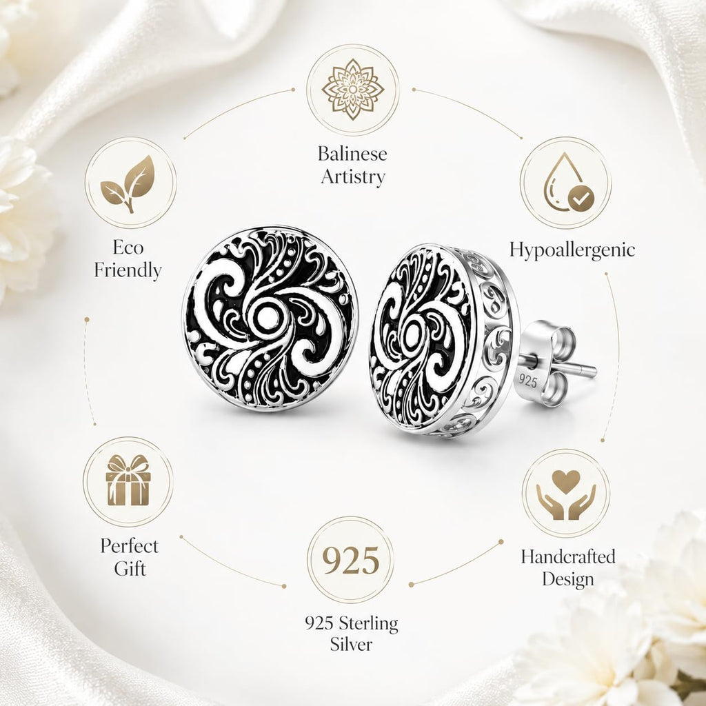 Amy & Annette Sterling Silver Stud Earrings for Women - Post Earrings for Women, 925 Sterling Silver Earrings