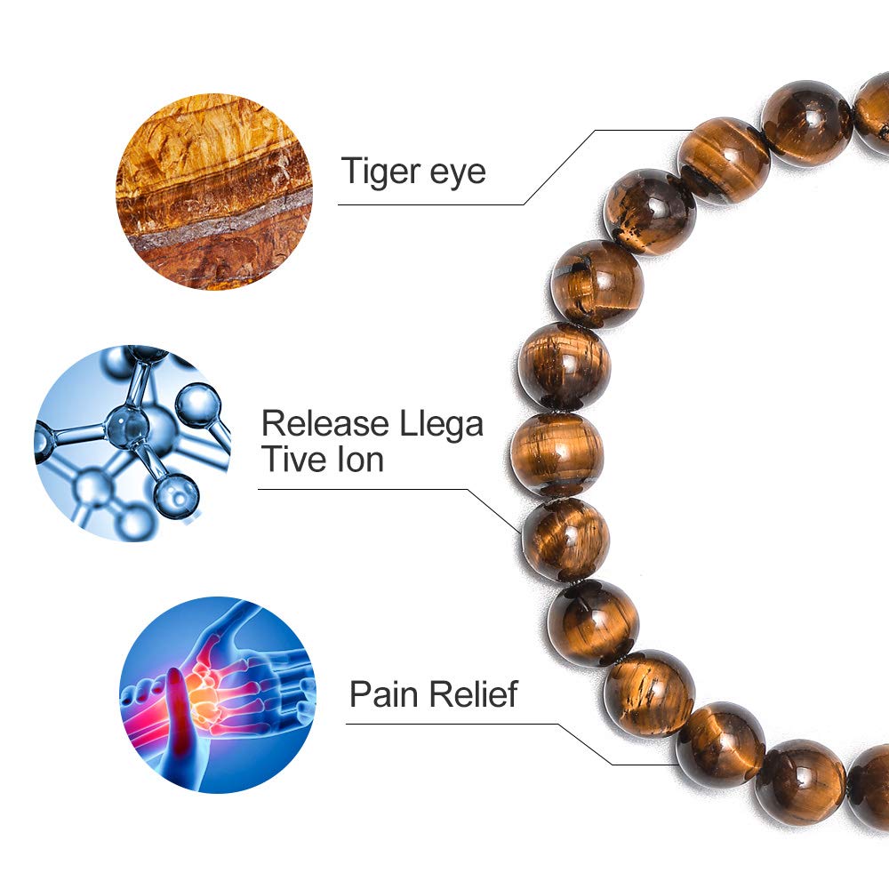 M MOOHAM Mens Beaded bracelets set, Natural Black Lava Rock Stone Bracelet