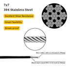 Vinyl Coated Wire Rope 304 Stainless Steel Coated Wire Cable-Black, 1/16" OD to 3/32" x 1000FT, with 300 Pcs Crimping Sleeves-Cable for String Lights, Suitable for Clotheslines
