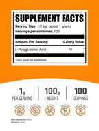 BulkSupplements.com L-Pyroglutamic Acid Powder - Pyroglutamic Acid Supplements, Amino Acid Supplement - for Well-Being, Gluten Free, 1g per Serving, 100g (3.5 oz) (Pack of 1)