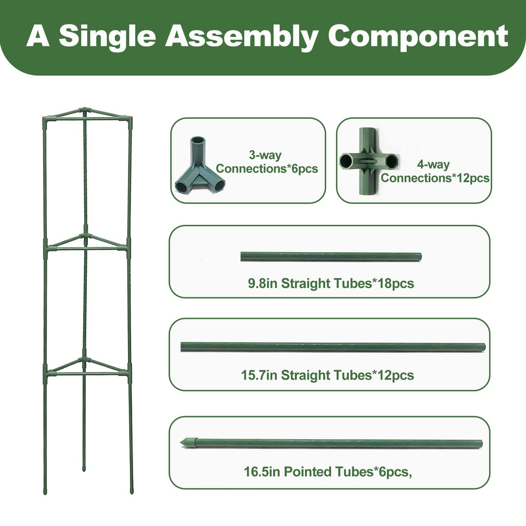 Wikdey Tomato Cages for Garden&Pots, 2 Pack 50" Plant Support Trellis for Tomatoes, Cucumbers, Beans | Heavy-Duty Steel with Rust-Proof Coating | Garden Stakes for Outdoor Indoor Plants