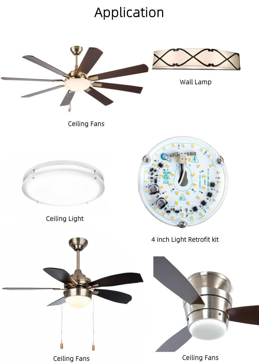 Ledytech 4 inch LED Retrofit Light Kit for Ceiling Fan Light Replacement Panel PCB 18W 3000K 2200LM 120V CRI90 Dimmable ETL (Warm White 3000K)