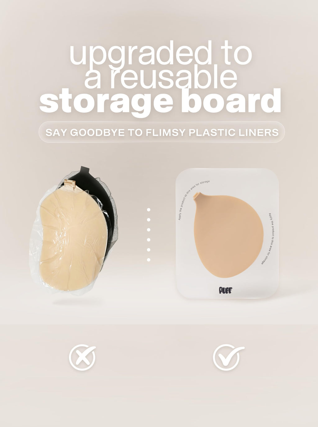PUFF BODY Sticky Bra for Women, Adhesive Bra Push-Up (A Cup, Beige)