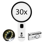 Magnifying Glass with Light, 30X Handheld Large Magnifying Glass for Reading, Lighted Magnifier for Seniors, Macular Degeneration, Coins, Jewelry, Elderly